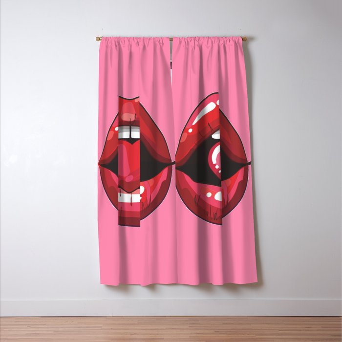 Red Lips with Heart Window Curtain Gallery Image 3