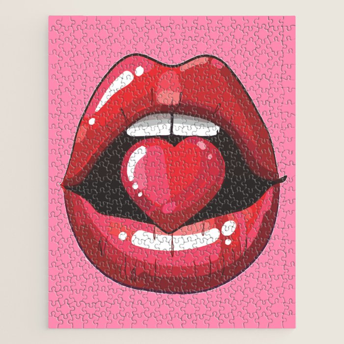 Red Lips with Heart Jigsaw Puzzle Gallery Image 1