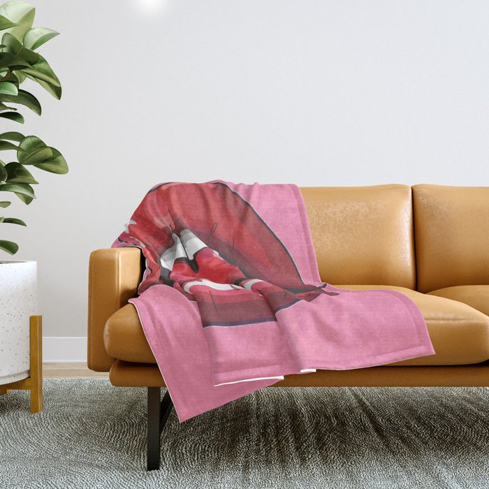 Red Lips with Heart Throw Blanket Gallery Image 1