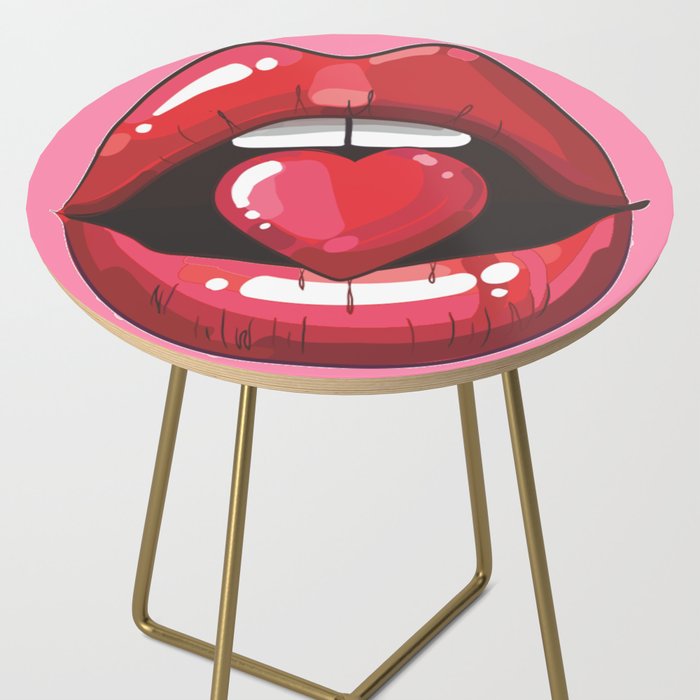 Red Lips with Heart Side Table Gallery Image 2