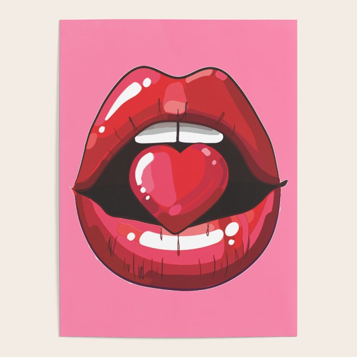 Red Lips with Heart Poster Gallery Image 4