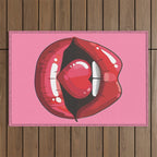 Red Lips with Heart Outdoor Rug Gallery Image 1