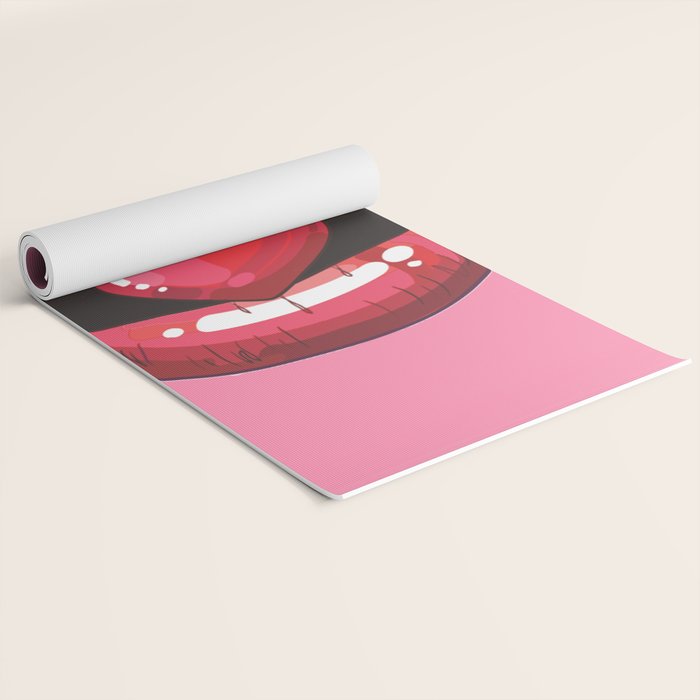 Red Lips with Heart Yoga Mat Gallery Image 2