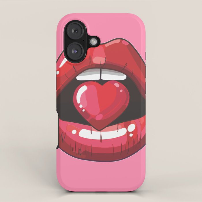 Red Lips with Heart iPhone Case Gallery Image 1
