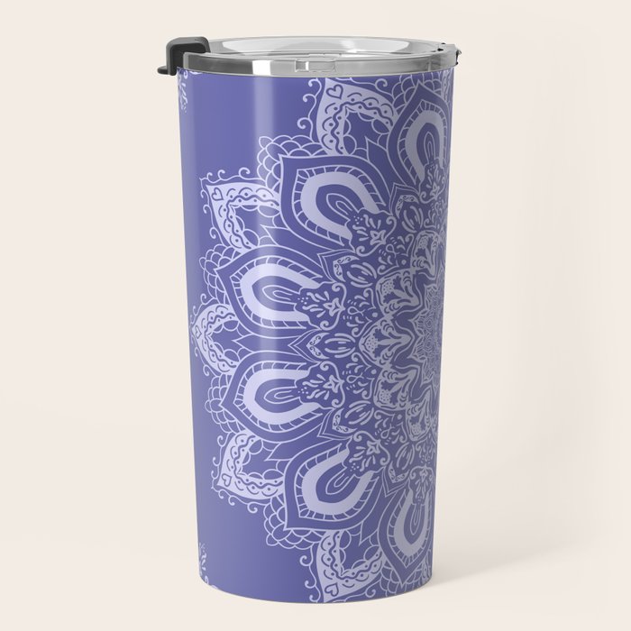 Elegant Periwinkle Purple Blue Boho Mandala Travel Mug Gallery Image 3