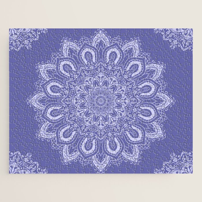 Elegant Periwinkle Purple Blue Boho Mandala Jigsaw Puzzle Gallery Image 1