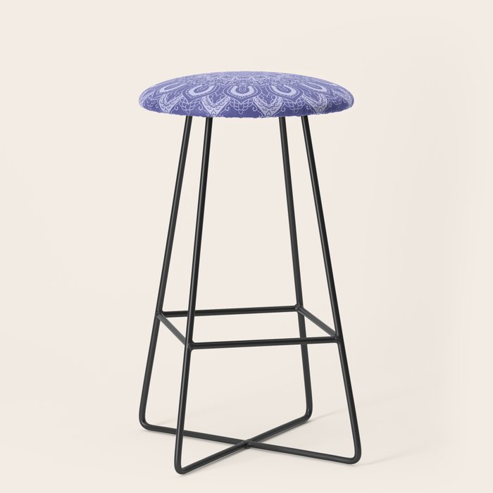 Elegant Periwinkle Purple Blue Boho Mandala Stool Gallery Image 1