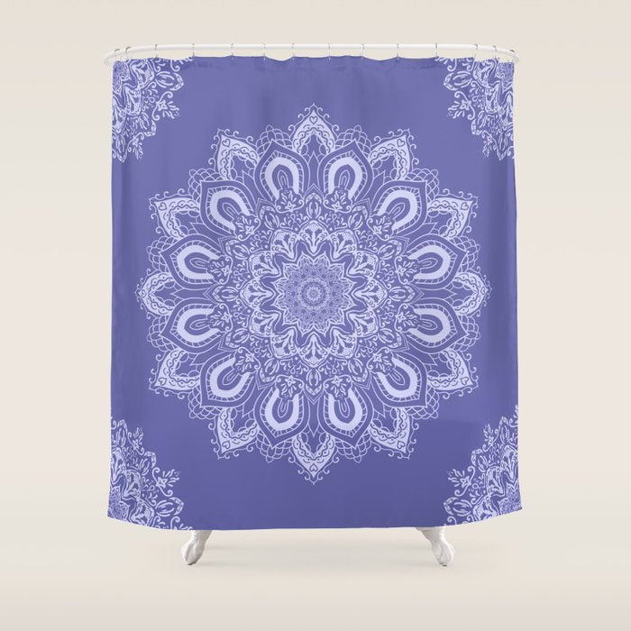 Elegant Periwinkle Purple Blue Boho Mandala Shower Curtain Gallery Image 1