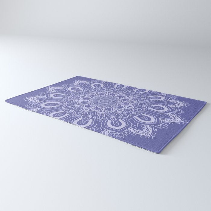 Elegant Periwinkle Purple Blue Boho Mandala Rug Gallery Image 3
