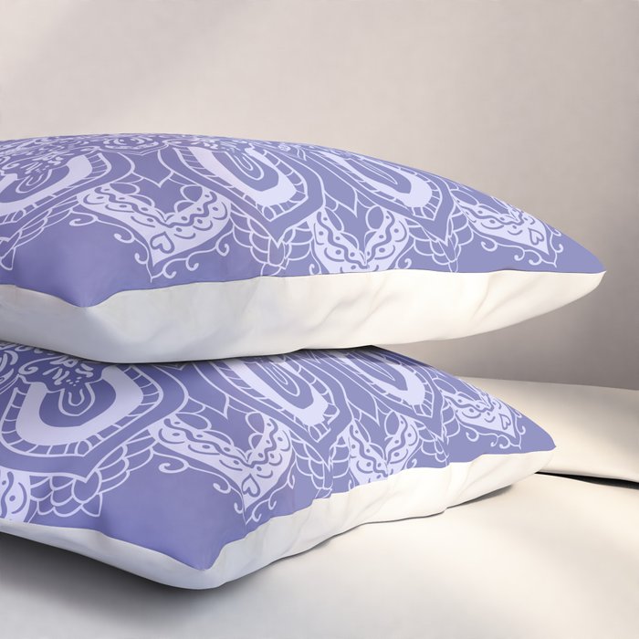 Elegant Periwinkle Purple Blue Boho Mandala Pillow Sham Gallery Image 3