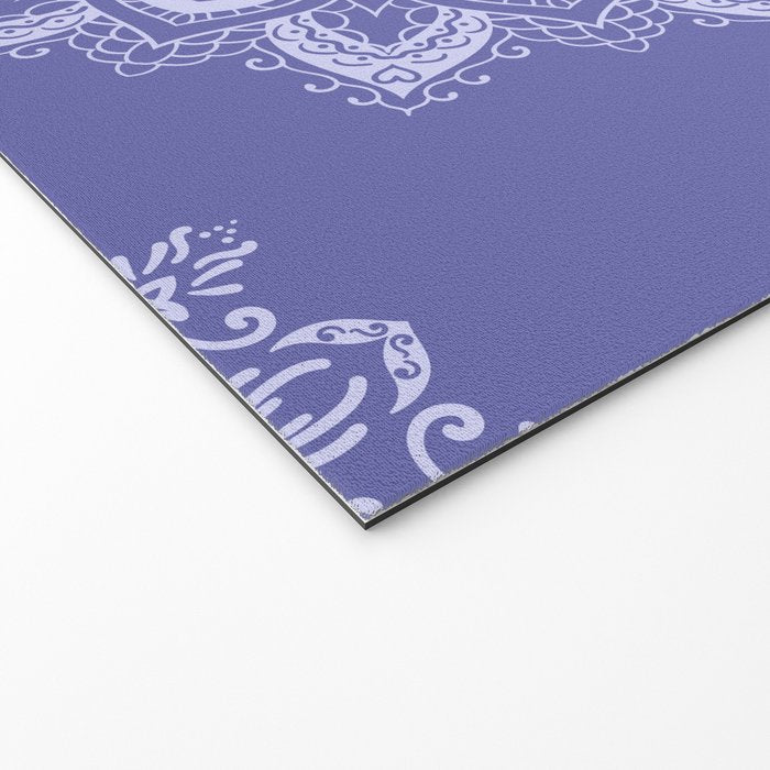 Elegant Periwinkle Purple Blue Boho Mandala Welcome Mat Gallery Image 2