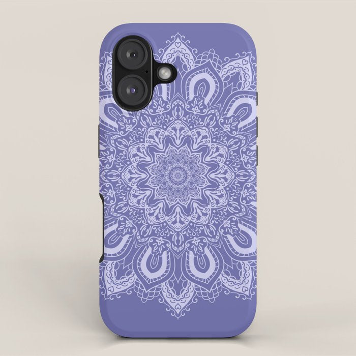 Elegant Periwinkle Purple Blue Boho Mandala iPhone Case Gallery Image 1