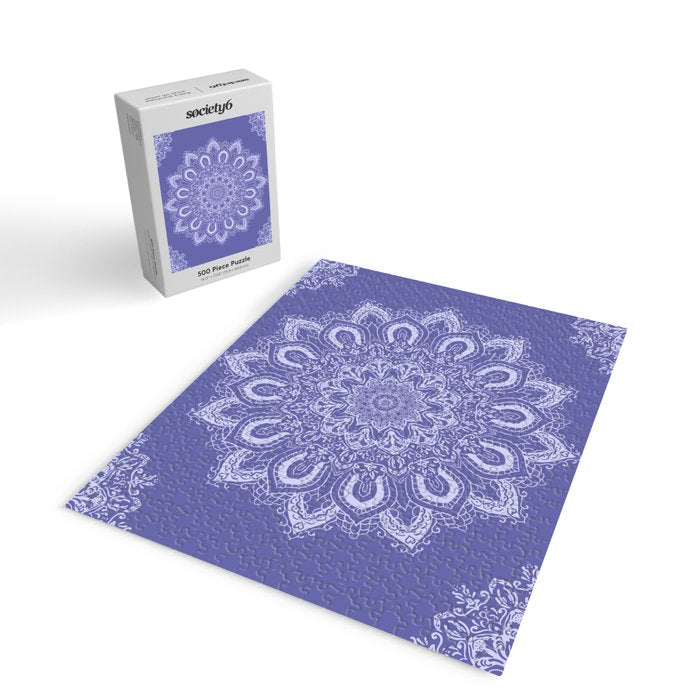 Elegant Periwinkle Purple Blue Boho Mandala Jigsaw Puzzle Gallery Image 2
