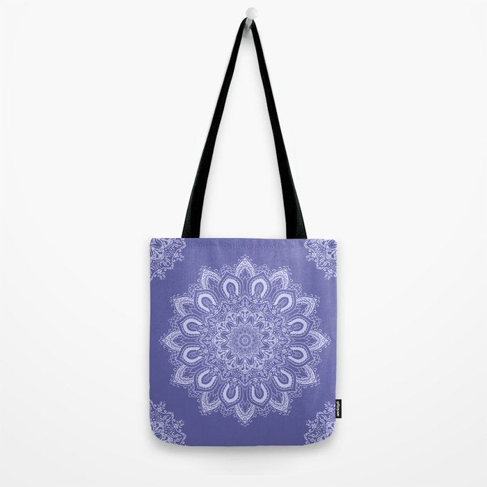 Elegant Periwinkle Purple Blue Boho Mandala Tote Bag Gallery Image 2