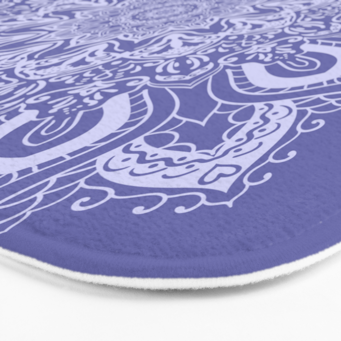 Elegant Periwinkle Purple Blue Boho Mandala Bath Mat Gallery Image 3