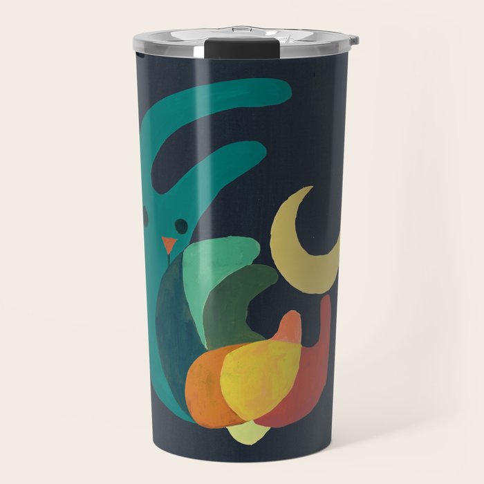 Rabbit and crescent moon Travel Mug Gallery Image 1