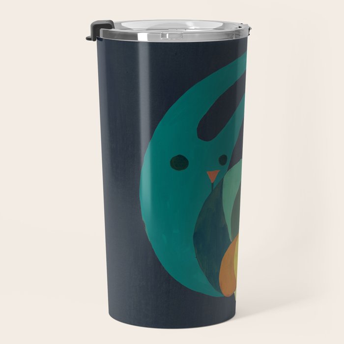 Rabbit and crescent moon Travel Mug Gallery Image 3