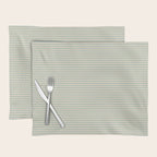 Ultra Fine Stripes Light Celadon Blue Green and Cream Horizontal Pattern Placemat Gallery Image 1