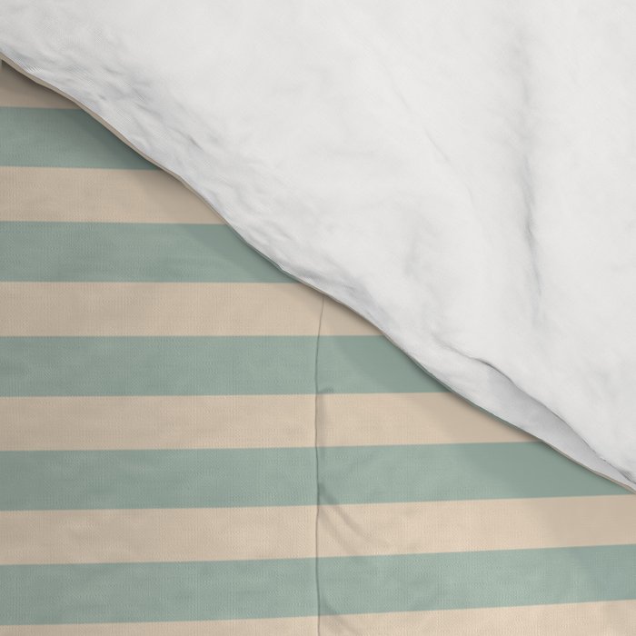 Ultra Fine Stripes Light Celadon Blue Green and Cream Horizontal Pattern Comforter Gallery Image 4