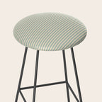 Ultra Fine Stripes Light Celadon Blue Green and Cream Horizontal Pattern Stool Gallery Image 2