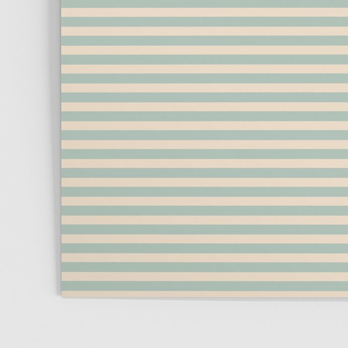 Ultra Fine Stripes Light Celadon Blue Green and Cream Horizontal Pattern Poster Gallery Image 3