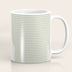 Ultra Fine Stripes Light Celadon Blue Green and Cream Horizontal Pattern Coffee Mug Gallery Image 1