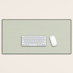 Ultra Fine Stripes Light Celadon Blue Green and Cream Horizontal Pattern Desk Mat Gallery Image 1