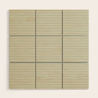 Ultra Fine Stripes Light Celadon Blue Green and Cream Horizontal Pattern Wood Wall Art Gallery Image 1