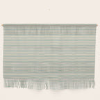 Ultra Fine Stripes Light Celadon Blue Green and Cream Horizontal Pattern Wall Hanging Gallery Image 1