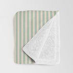 Ultra Fine Stripes Light Celadon Blue Green and Cream Horizontal Pattern Throw Blanket Gallery Image 3