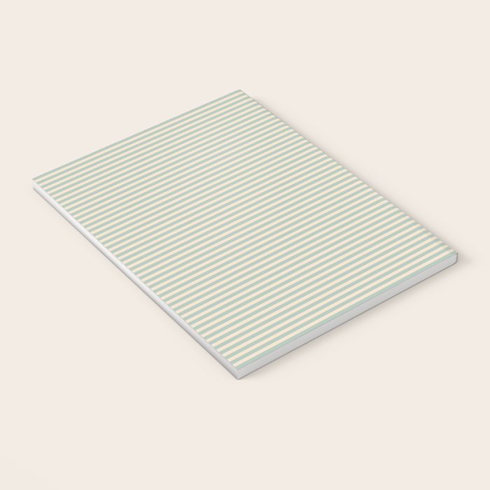 Ultra Fine Stripes Light Celadon Blue Green and Cream Horizontal Pattern Notebook Gallery Image 3