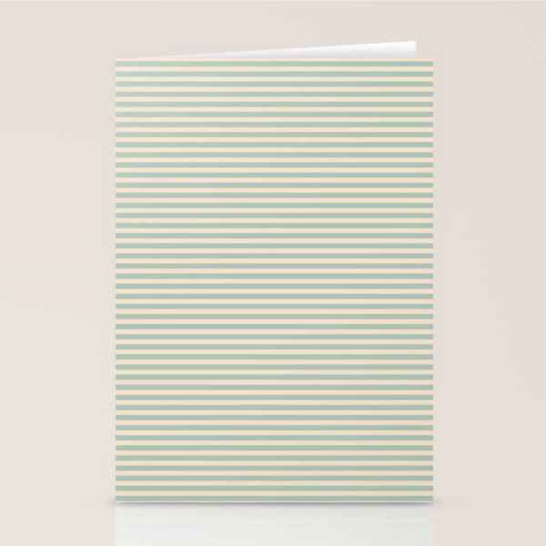 Ultra Fine Stripes Light Celadon Blue Green and Cream Horizontal Pattern Stationery Card Gallery Image 2