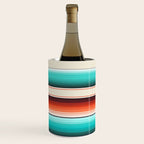 Navajo White, Turquoise and Burnt Orange Southwest Serape Blanket Stripes Wine Chiller Gallery Image 1