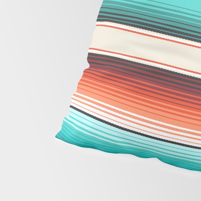 Navajo White, Turquoise and Burnt Orange Southwest Serape Blanket Stripes Pillow Sham Gallery Image 4