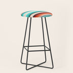 Navajo White, Turquoise and Burnt Orange Southwest Serape Blanket Stripes Stool Gallery Image 1