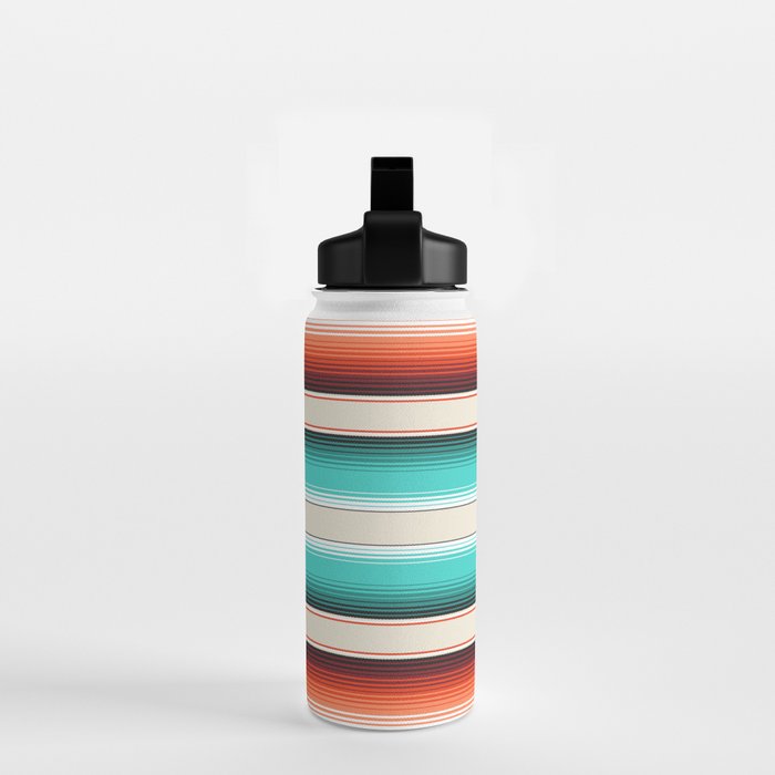 Navajo White, Turquoise and Burnt Orange Southwest Serape Blanket Stripes Water Bottle Gallery Image 2