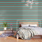 Navajo White, Turquoise and Burnt Orange Southwest Serape Blanket Stripes Wallpaper Gallery Image 3