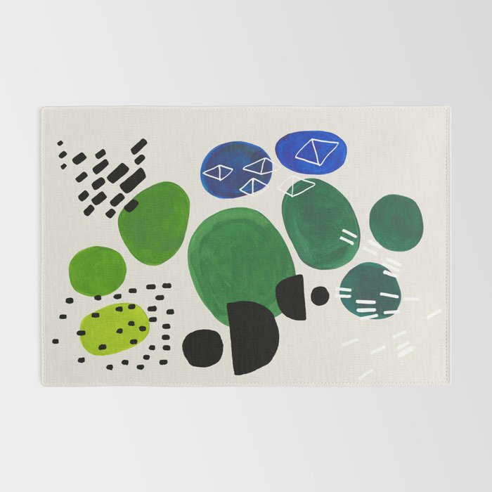 Fun Abstract Minimalist Mid Century Modern Colorful Shapes Lime Green Blue Watercolor Bubbles Rug Gallery Image 2