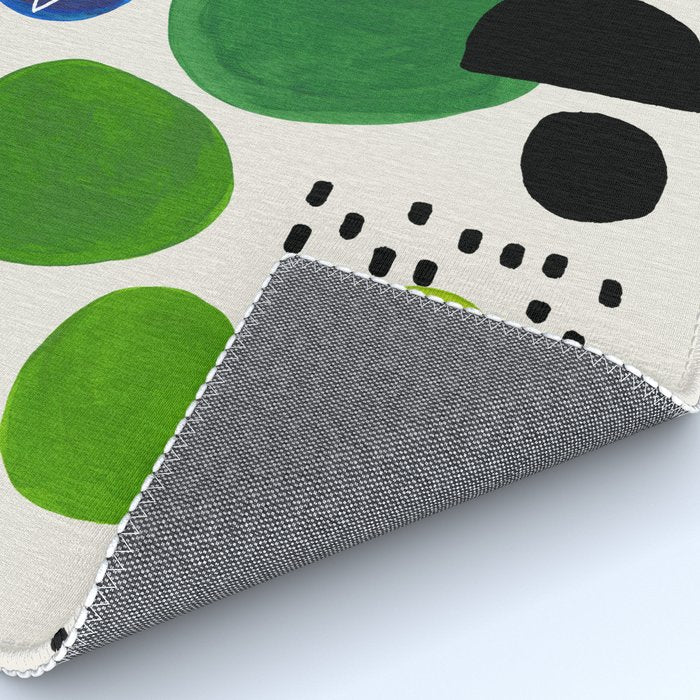 Fun Abstract Minimalist Mid Century Modern Colorful Shapes Lime Green Blue Watercolor Bubbles Rug Gallery Image 4