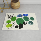 Fun Abstract Minimalist Mid Century Modern Colorful Shapes Lime Green Blue Watercolor Bubbles Rug Gallery Image 1