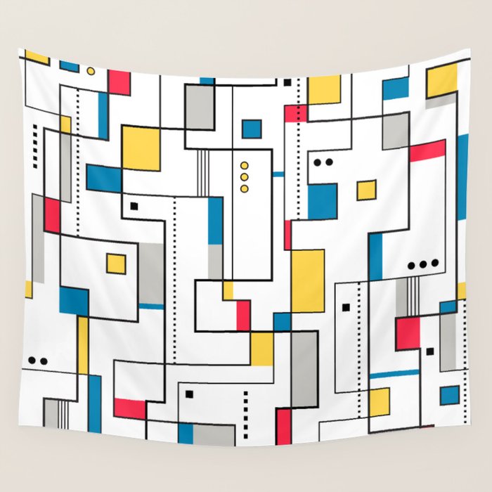 New Mondrian Design Wall Tapestry Gallery Image 4
