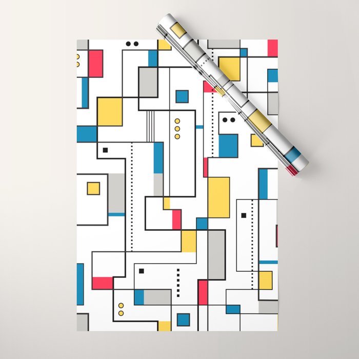 New Mondrian Design Wrapping Paper Gallery Image 1