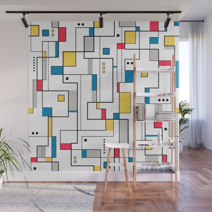 New Mondrian Design Wall Mural Gallery Image 1