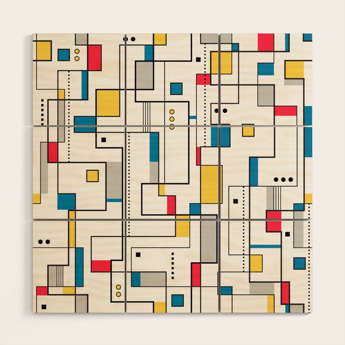 New Mondrian Design Wood Wall Art Gallery Image 1