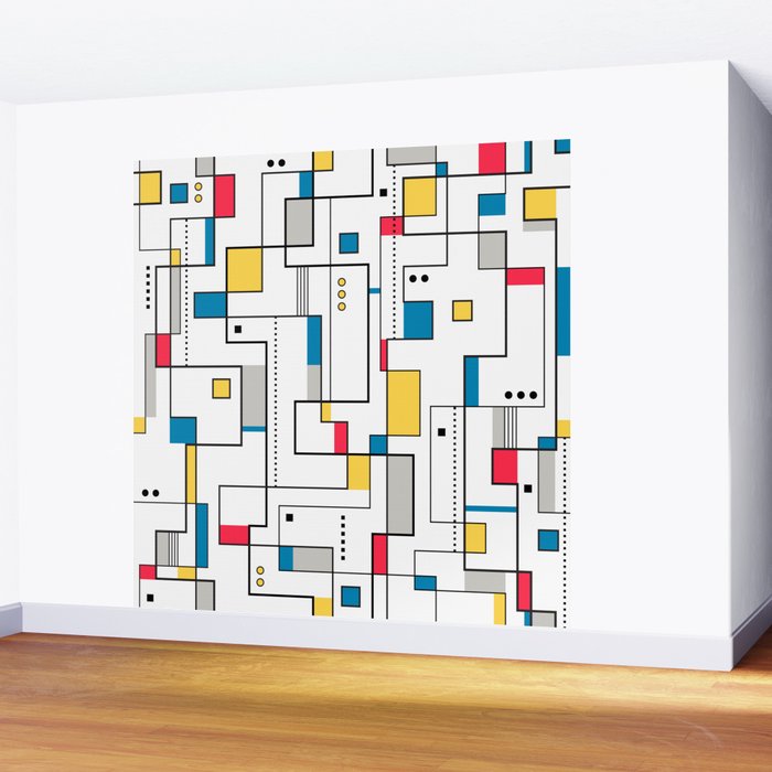 New Mondrian Design Wall Mural Gallery Image 2