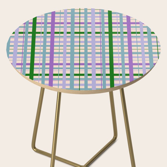 Gingham - Very Peri, Green, turquoise  Side Table Gallery Image 2