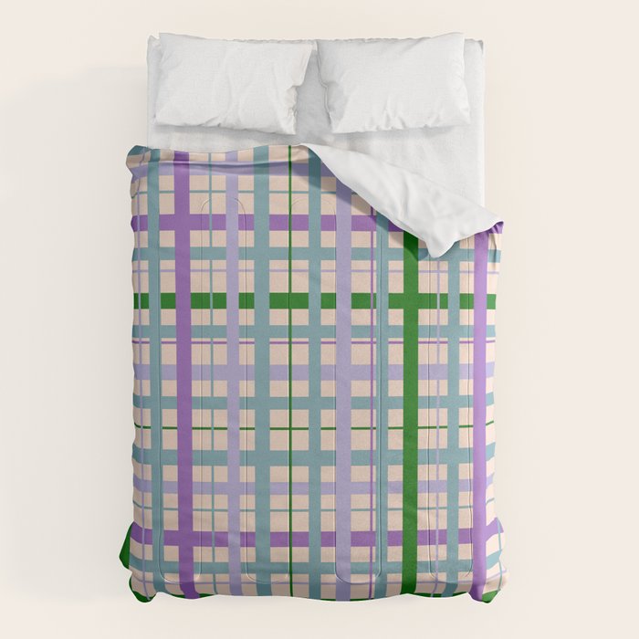 Gingham - Very Peri, Green, turquoise  Comforter Gallery Image 6