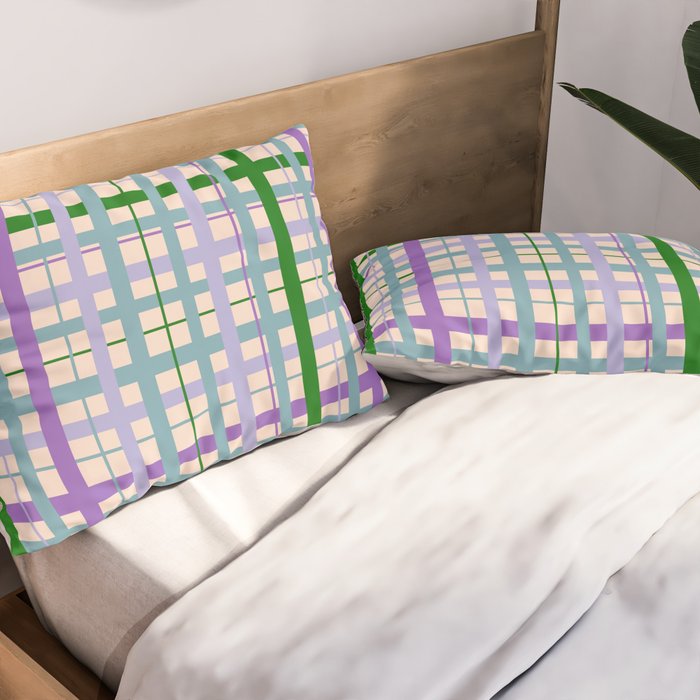 Gingham - Very Peri, Green, turquoise  Pillow Sham Gallery Image 2