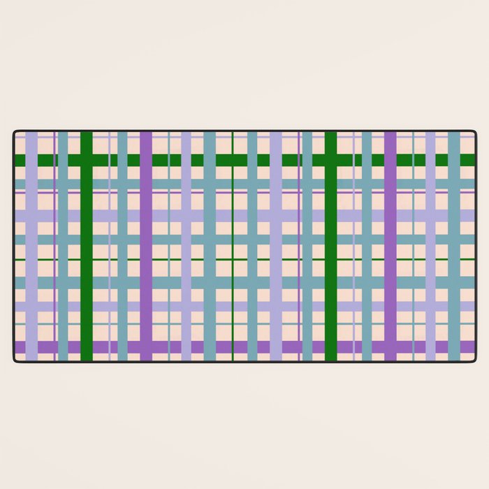 Gingham - Very Peri, Green, turquoise  Desk Mat Gallery Image 3