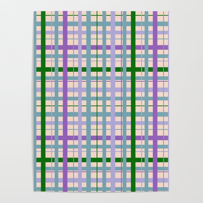 Gingham - Very Peri, Green, turquoise  Poster Gallery Image 4